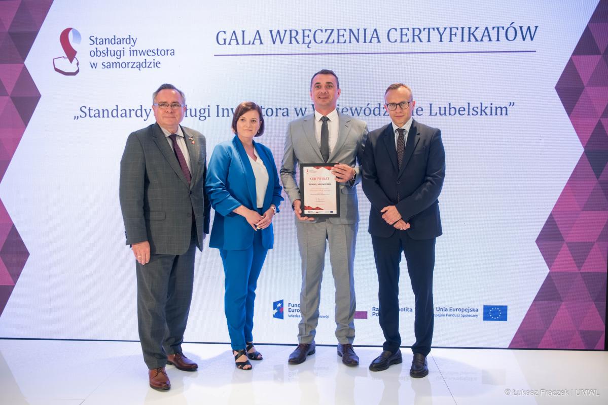 Gala Wręczenia Certyfikatów Projektu „Standardy Obsługi Inwestora w Województwie Lubelskim”