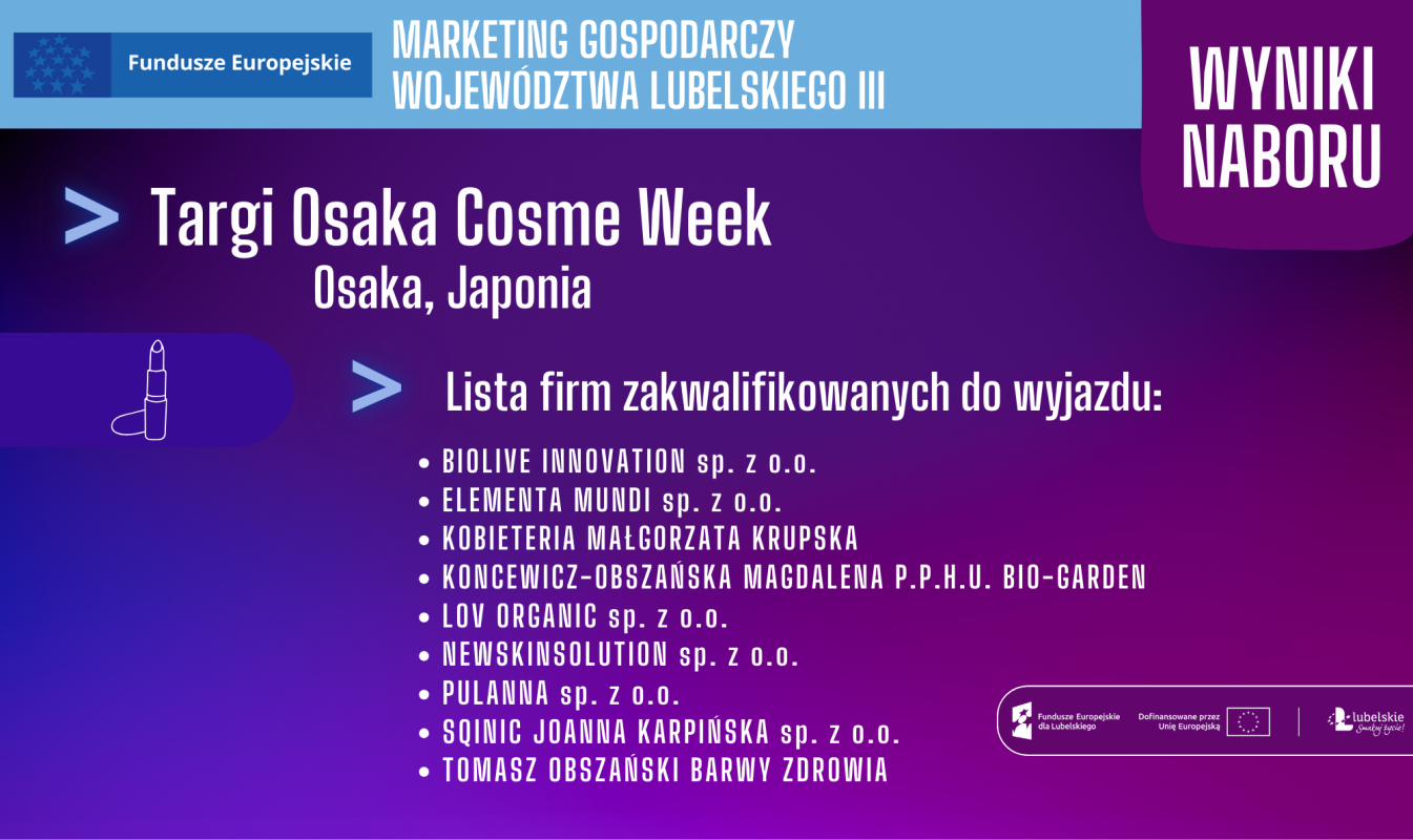 WYNIKI NABORU! TARGI OSAKA COSME WEEK 