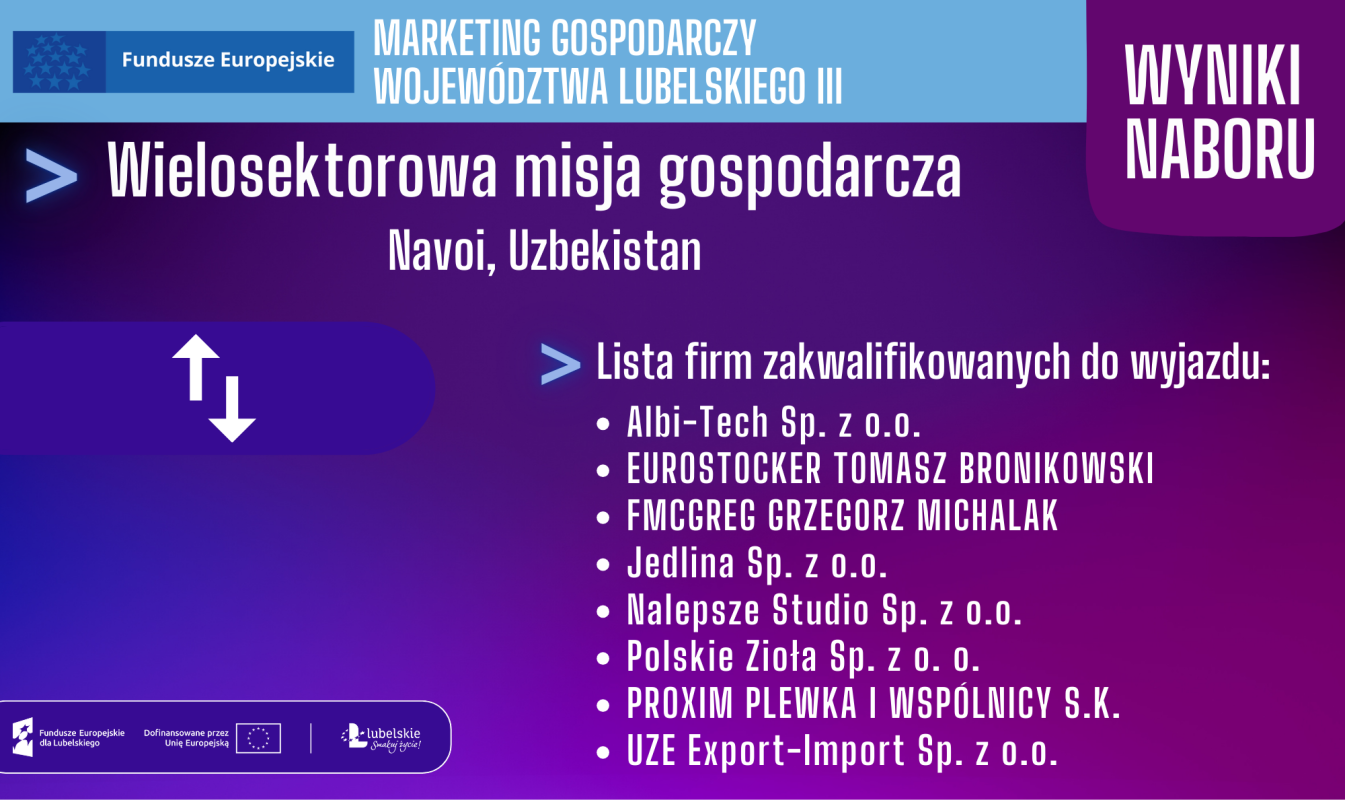 WYNIKI NABORU! WIELOSEKTOROWA MISJA GOSPODARCZA DO UZBEKISTANU 