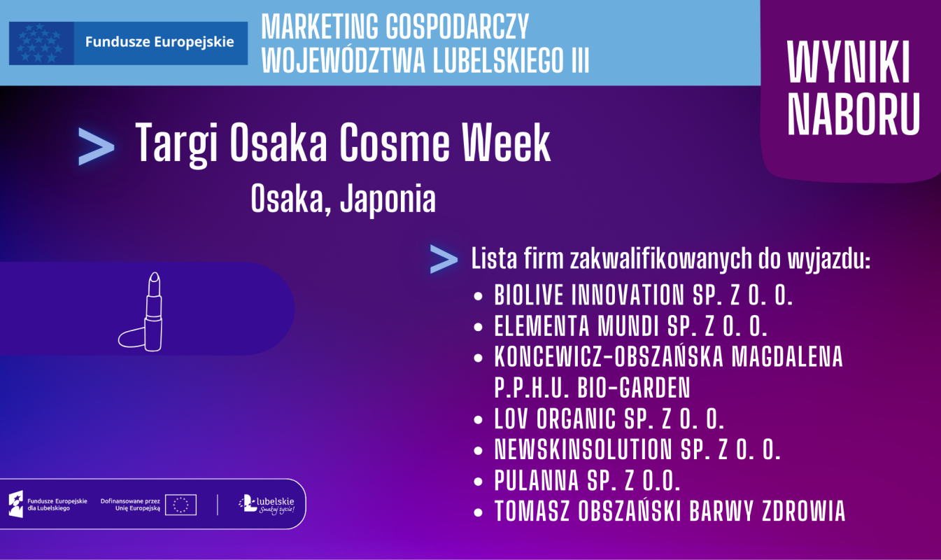 WYNIKI NABORU! TARGI OSAKA COSME WEEK 