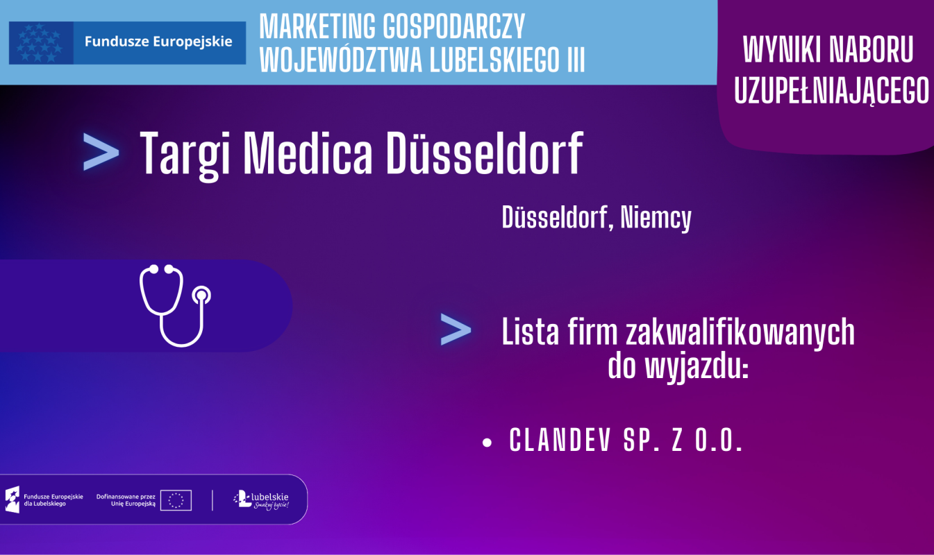 WYNIKI NABORU UZUPEŁNIAJĄCEGO - TARGI MEDICA DüSSELDORF