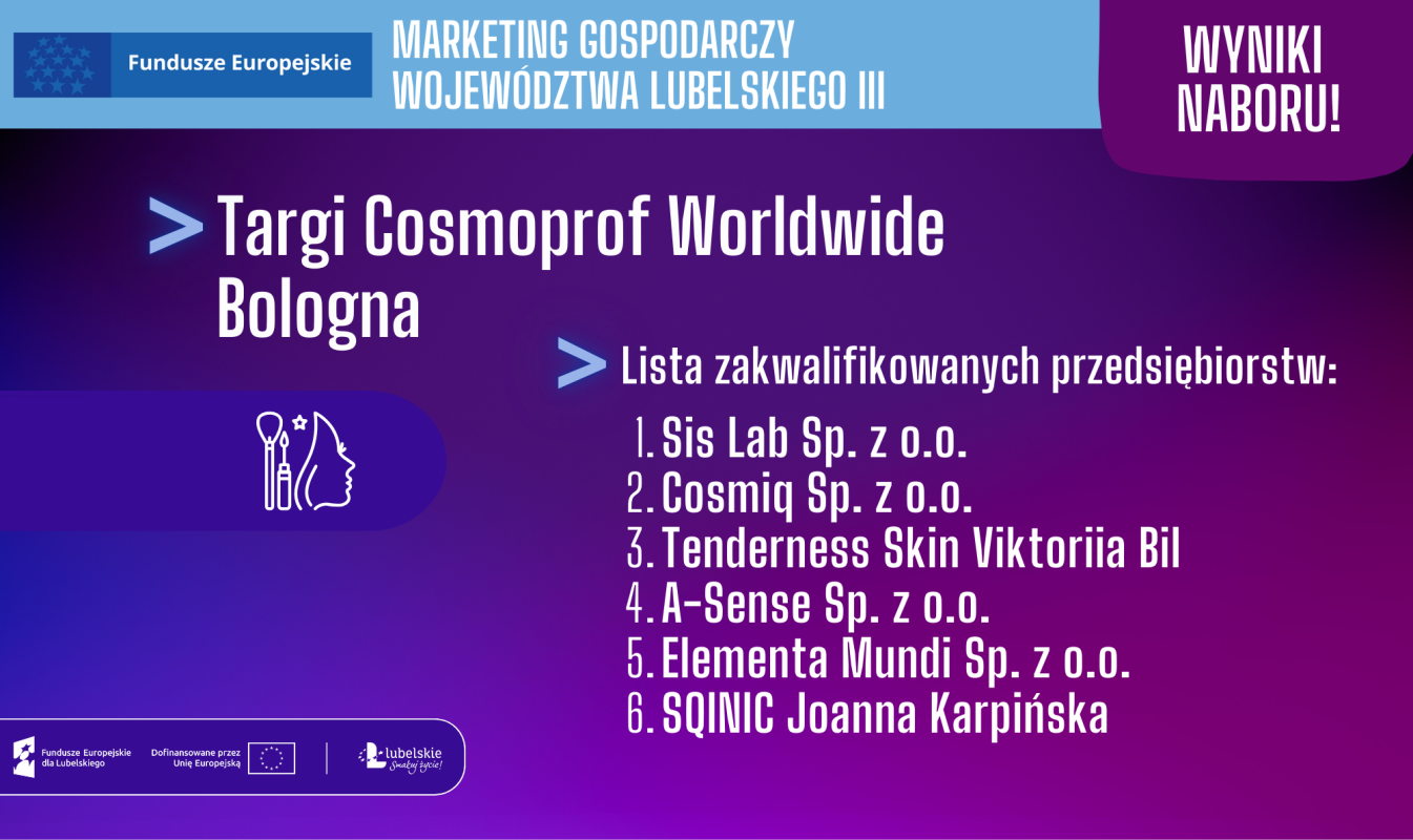 WYNIKI NABORU! Misja gospodarcza połączona z udziałem w Targach Cosmoprof Worldwide Bologna