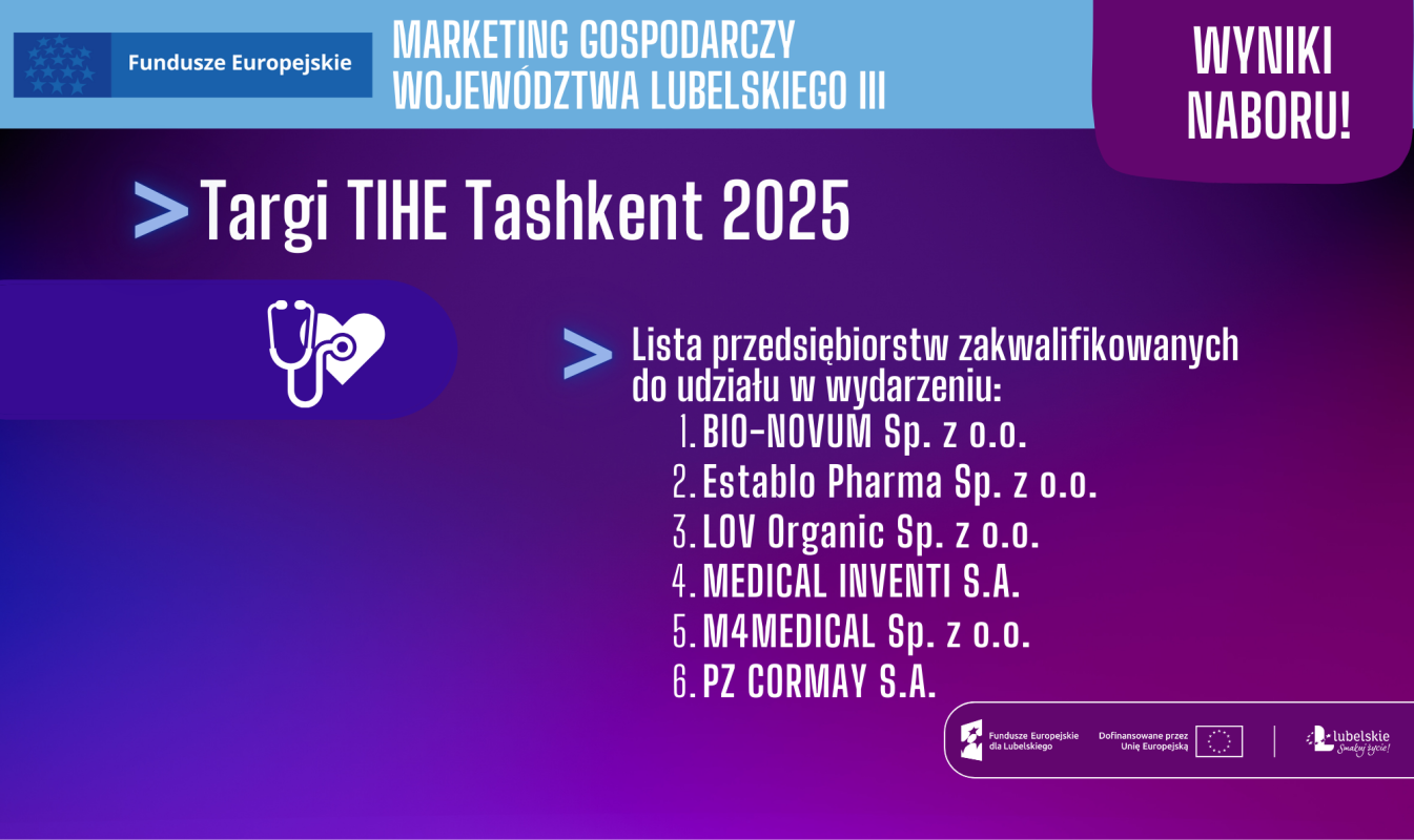 WYNIKI NABORU! Wydarzenie targowo-wystawiennicze – TIHE 2025