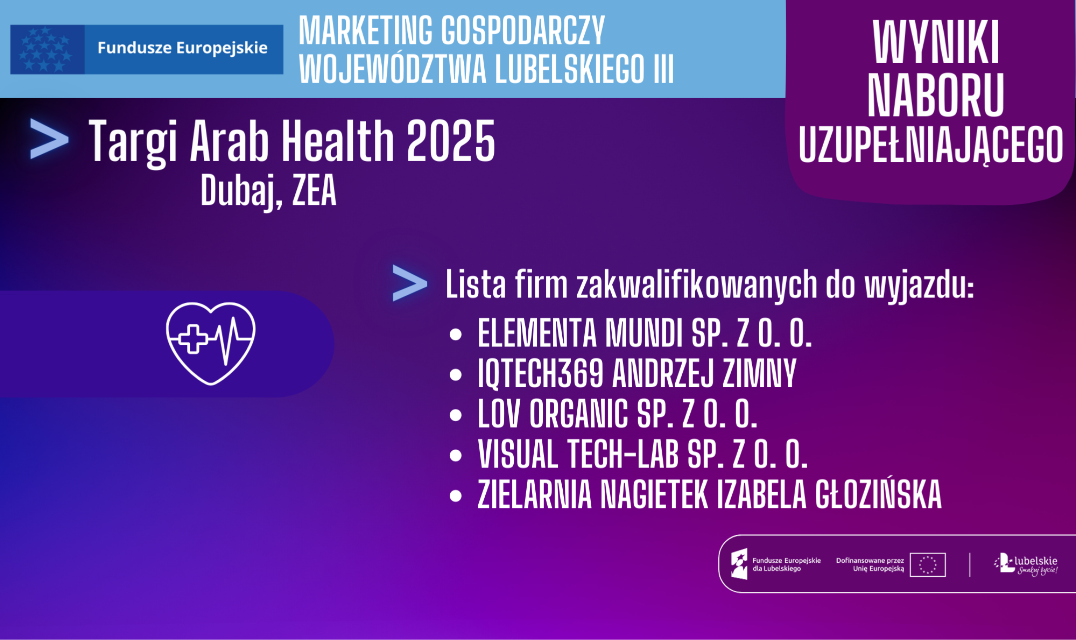 Wyniki naboru uzupełniającego - Targi Arab Health 